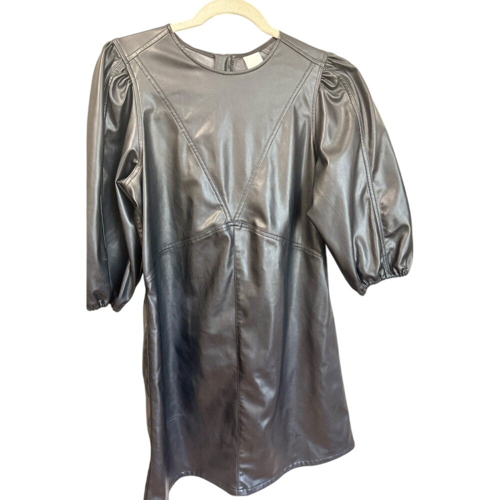 H&M Black Faux Leather‎ Dress Whimsygoth - Picture 2 of 8